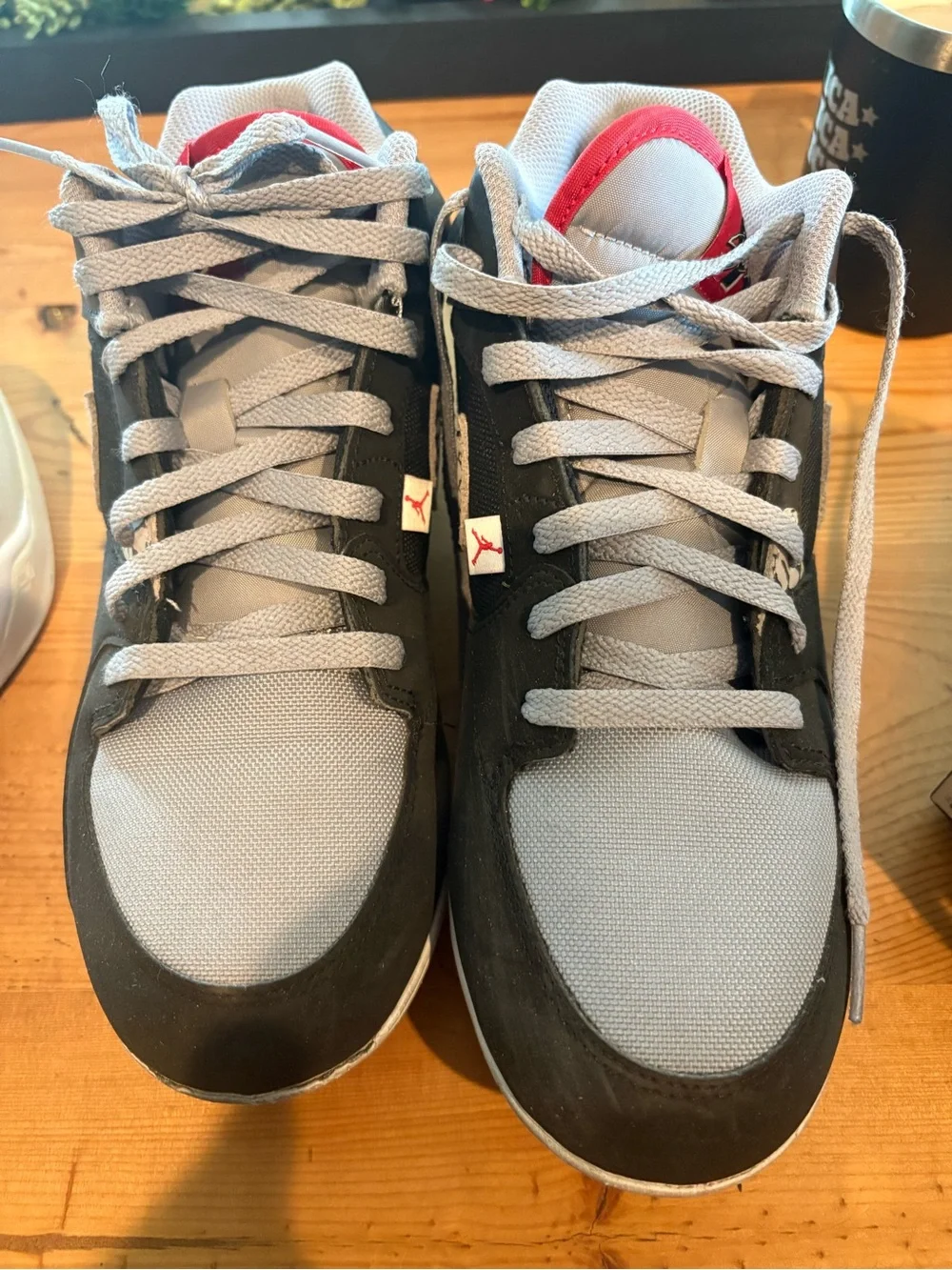 Jordan football cleats Low-Top Sneakers in Grey, Black and Red